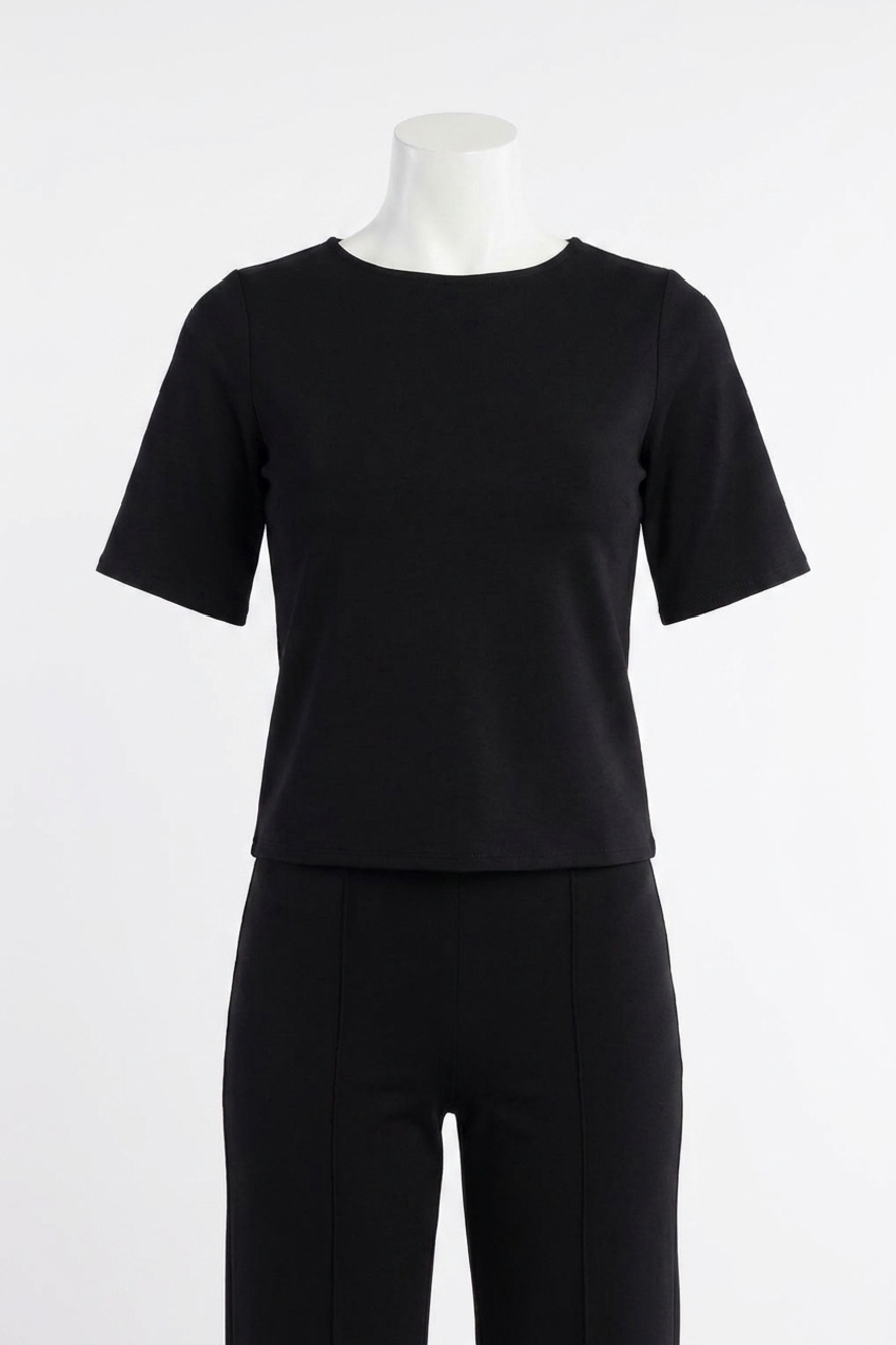 NEW RIPLEY RADER ponte knit short sleeve top - extended in black